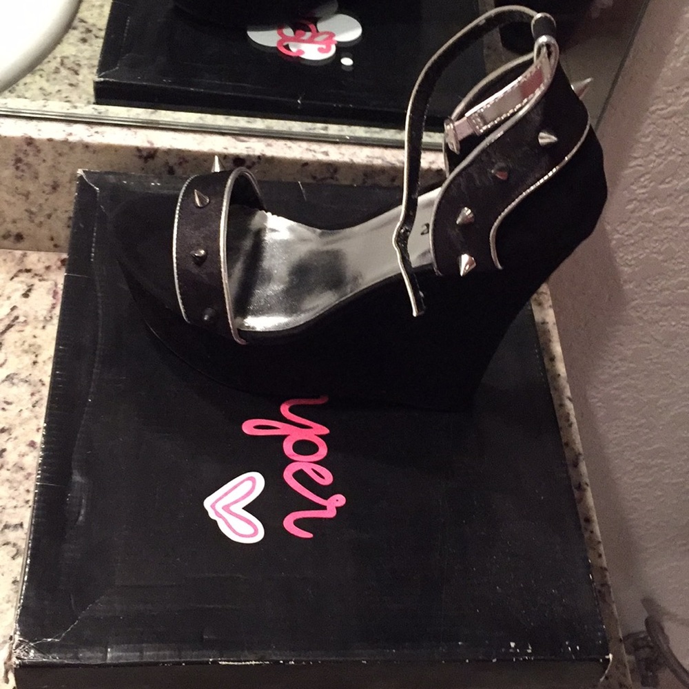 Black spike heels